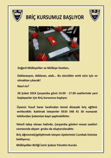Briç Kursumuz Başlıyor!!!
