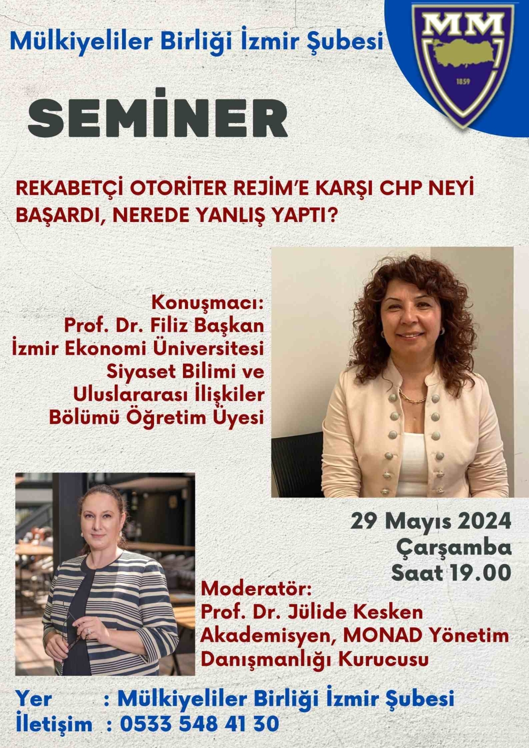 SEMİNER “Rekabetçi Otoriter Rejim’e Karşı CHP Neyi Başardı, Nerede Yanlış Yaptı?”